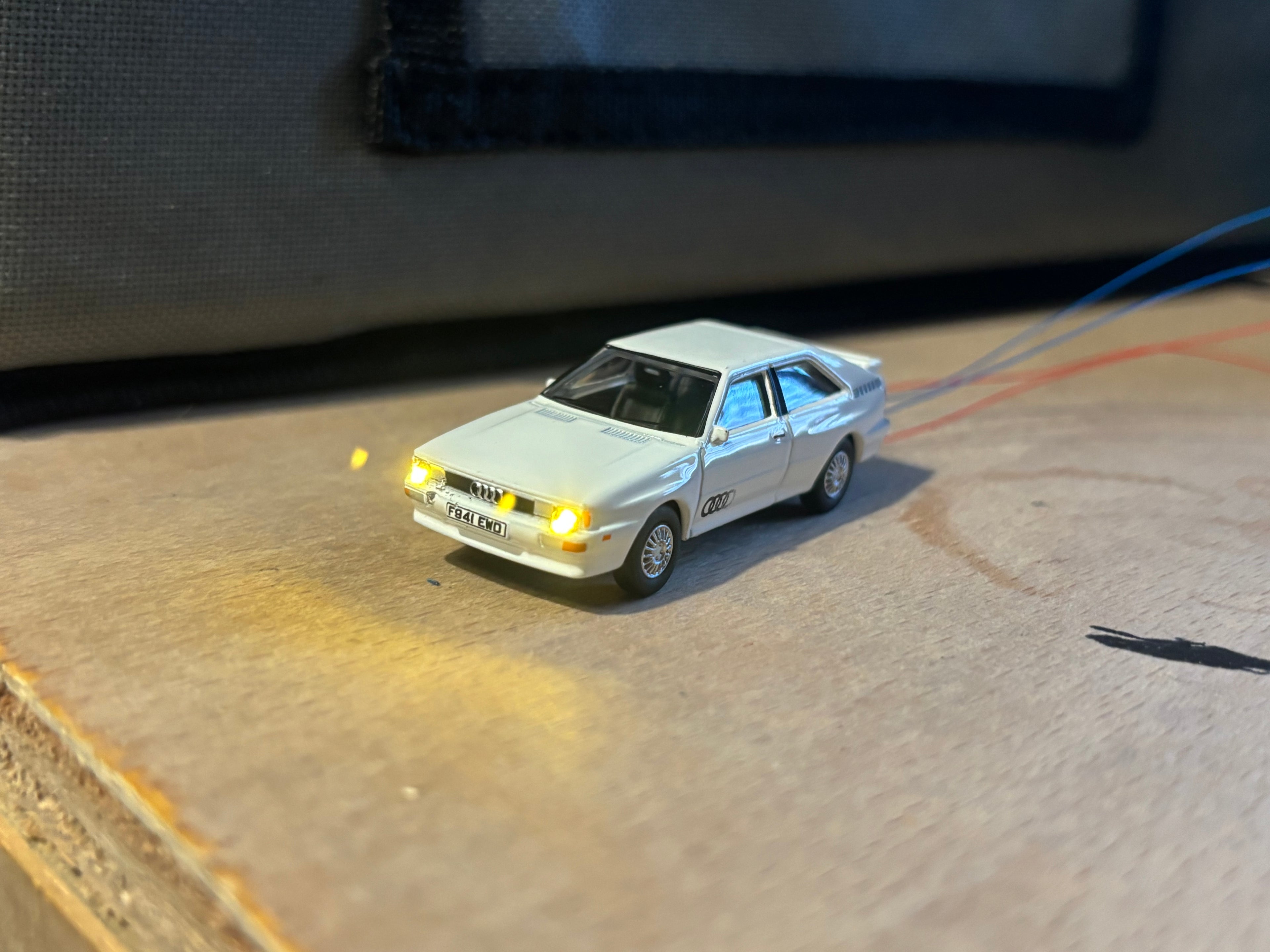 1:76 scale Oxford diecast Audi quattro with headlights