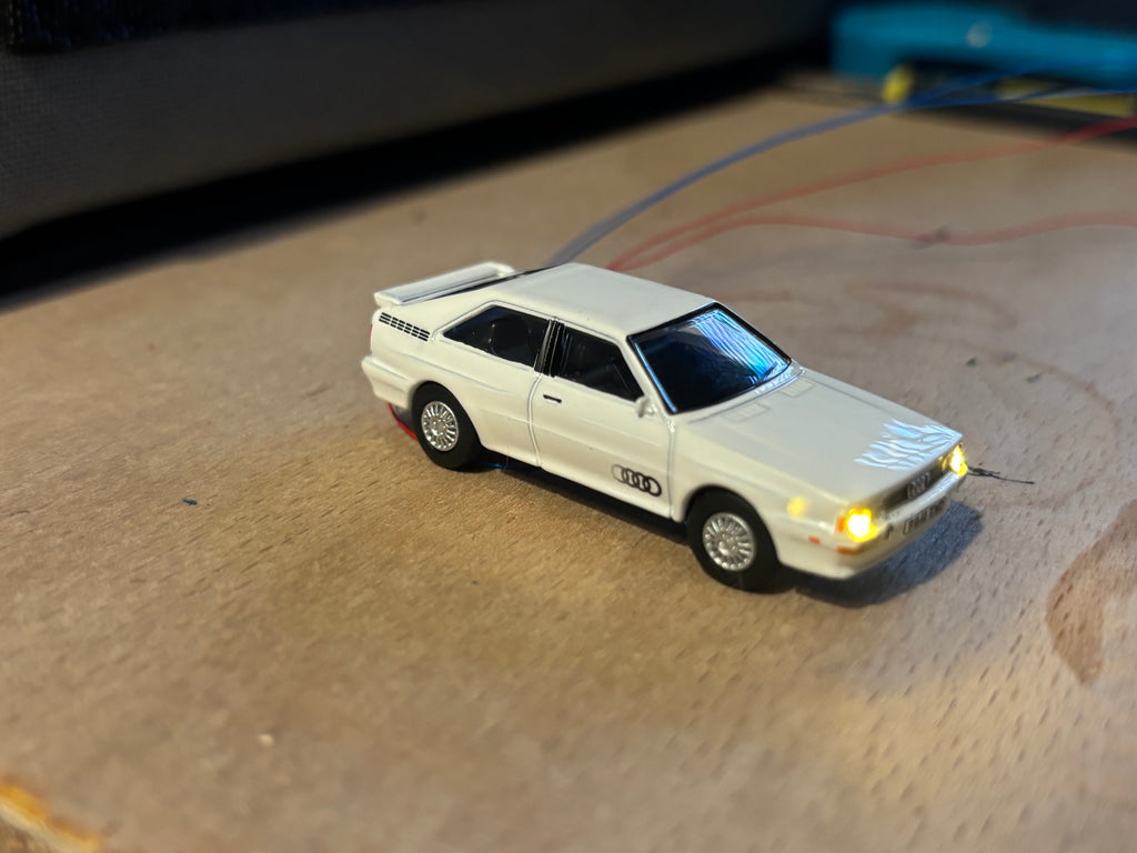 1:76 scale Oxford diecast Audi quattro with headlights