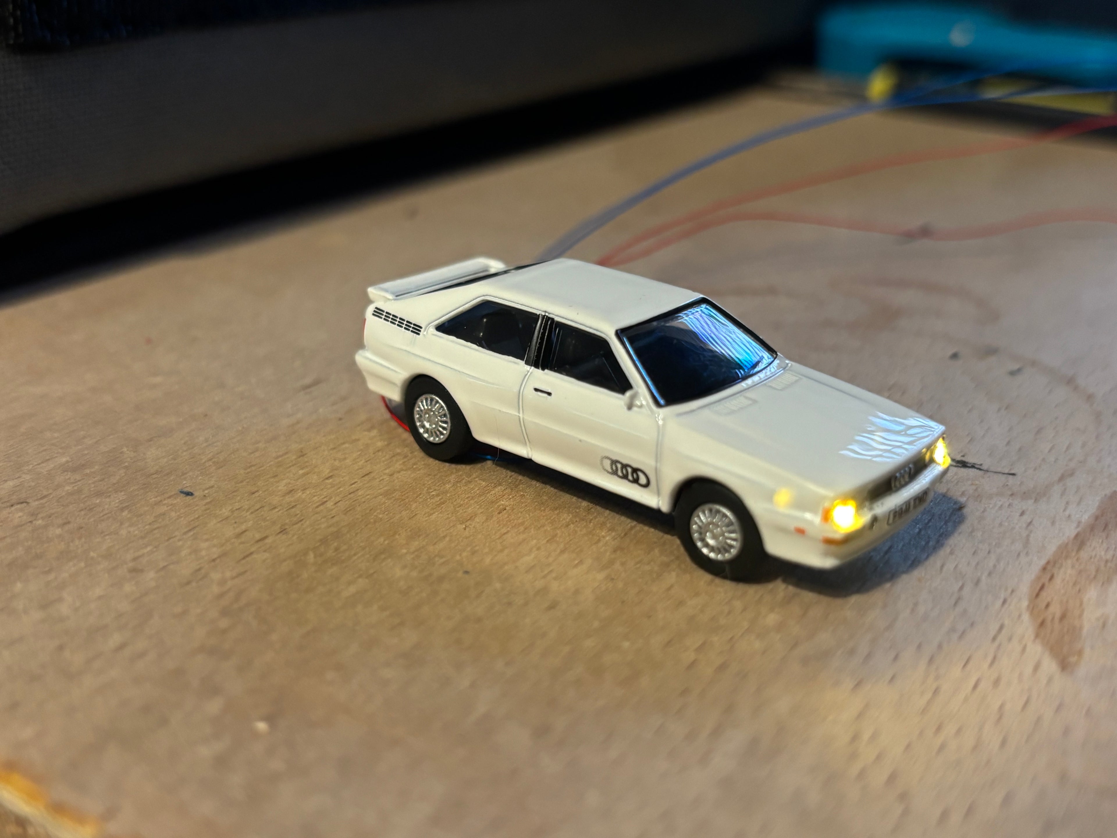 1:76 scale Oxford diecast Audi quattro with headlights