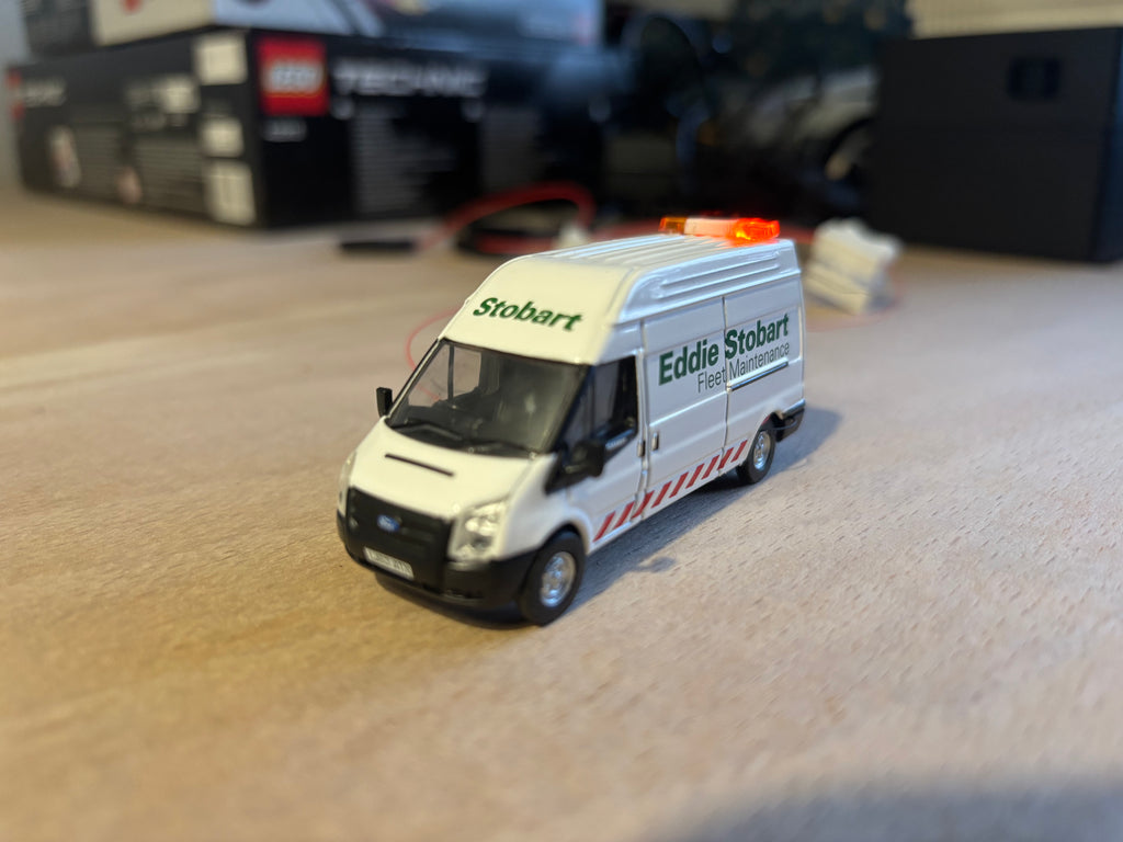 1:76 scale Oxford diecast Eddie Stobart maintenace Ford transit with flashing lights